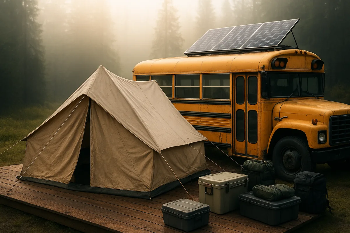 Living in a Tent and Bus Road Trips